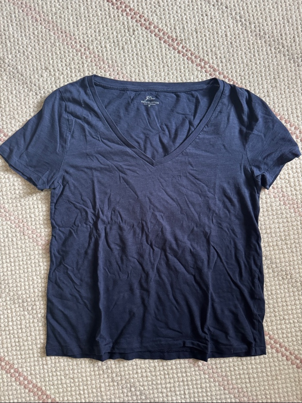 J. Crew Women's Navy V-Neck Short Sleeve Tee